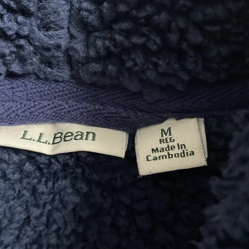 L.L. Bean‎ Sherpa Blue/Gray Women's Open Front Cozy Coat Cardigan Sweater Sz. M